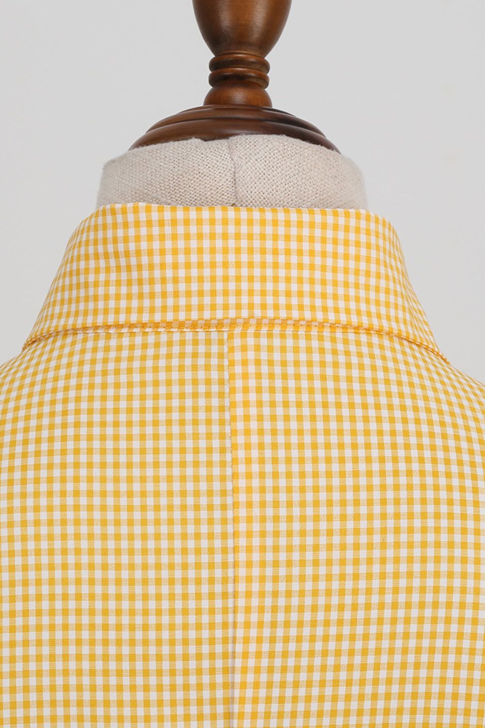 Hepburn Style Yellow Plaid Vintage Dress With Short Sleeves sold by Zapaka product image thumbnail 5