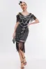 Black Golden Cold Shoulder Fringes 1920s Gatsby Dress with 20s Accessories Set sold by Zapaka