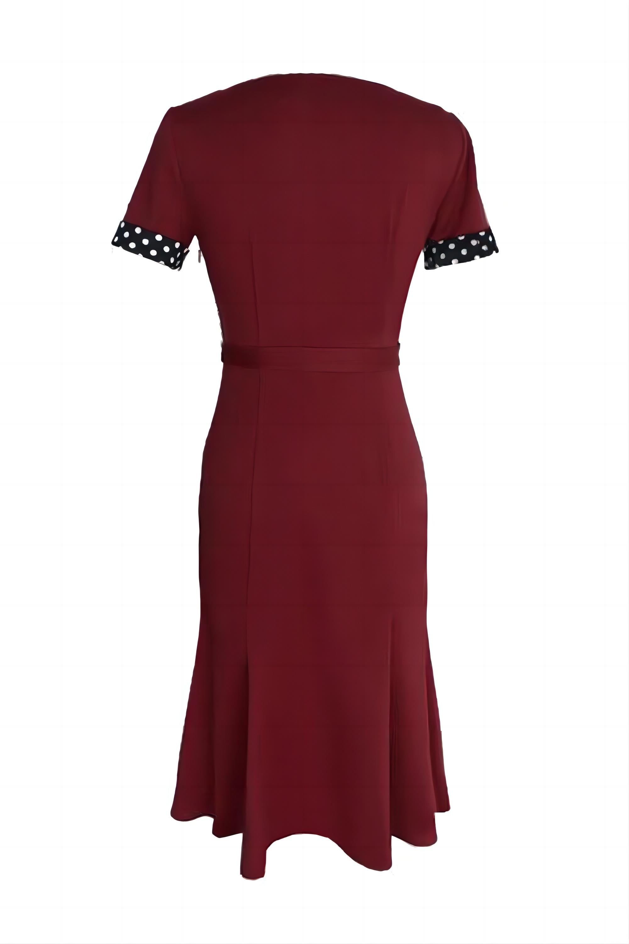 Polka Dots Bodycon Black Vintage Dress with Short Sleeves sold by Zapaka product image thumbnail 6