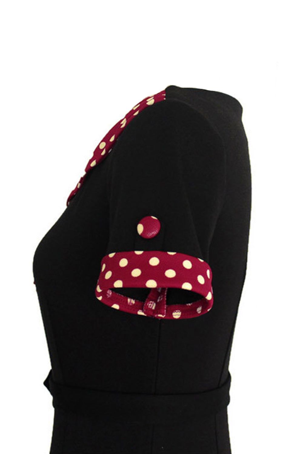 Polka Dots Bodycon Black Vintage Dress with Short Sleeves sold by Zapaka product image thumbnail 3