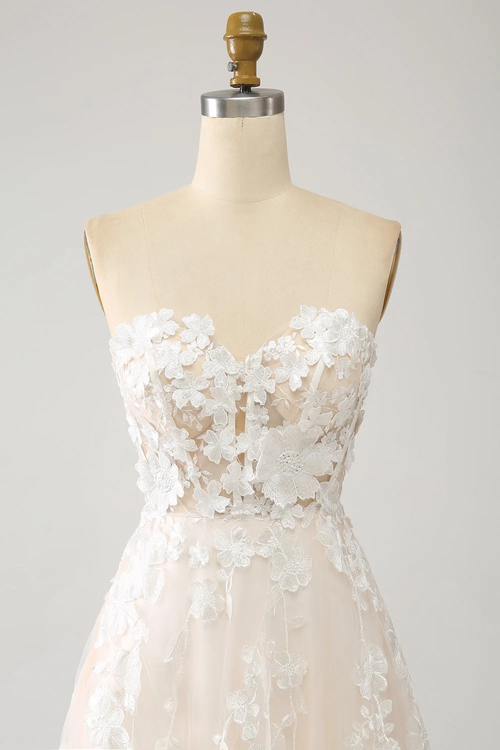 A Line Sweetheart Long Corset Wedding Dress With Appliques sold by Zapaka product image thumbnail 4