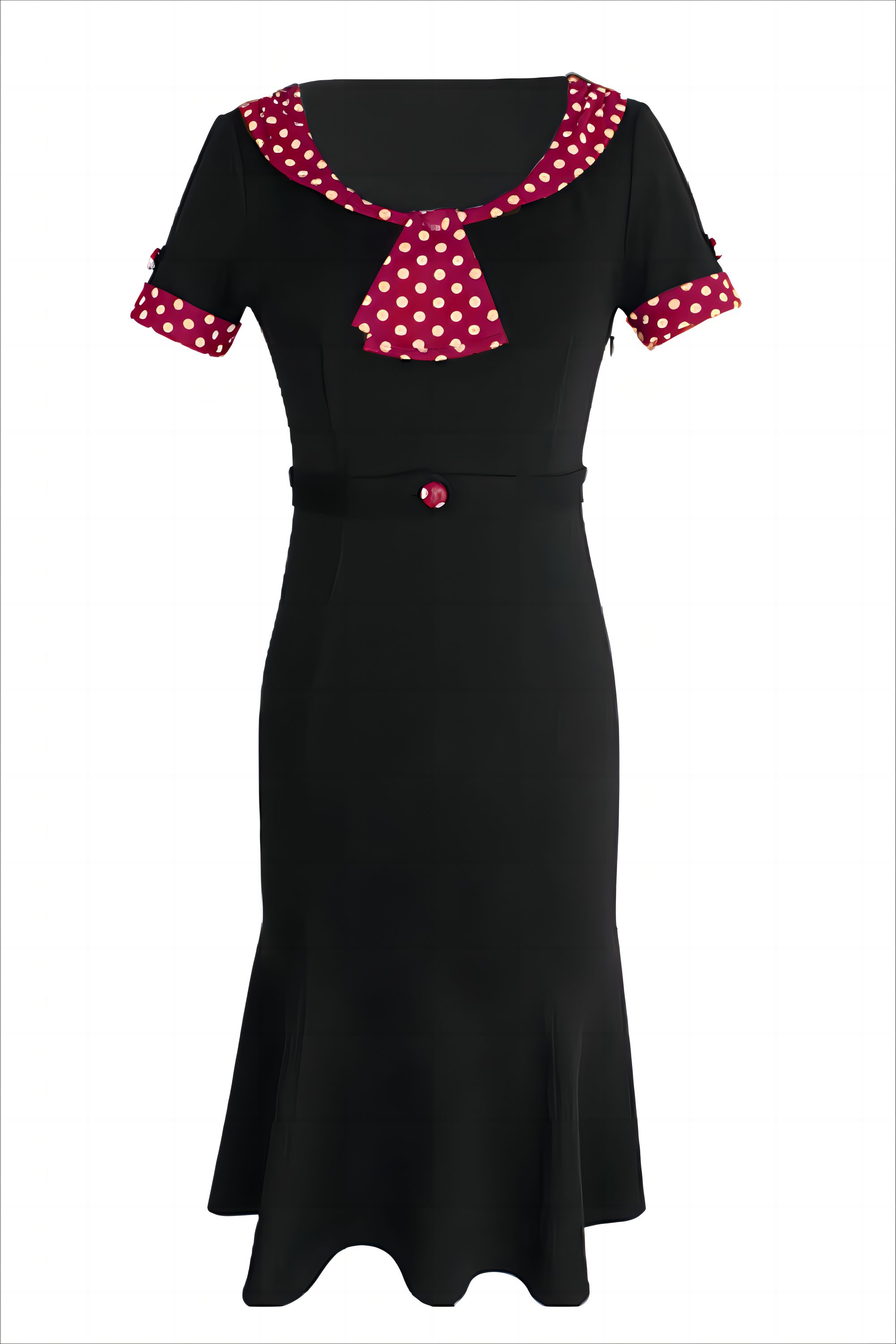 Polka Dots Bodycon Black Vintage Dress with Short Sleeves sold by Zapaka