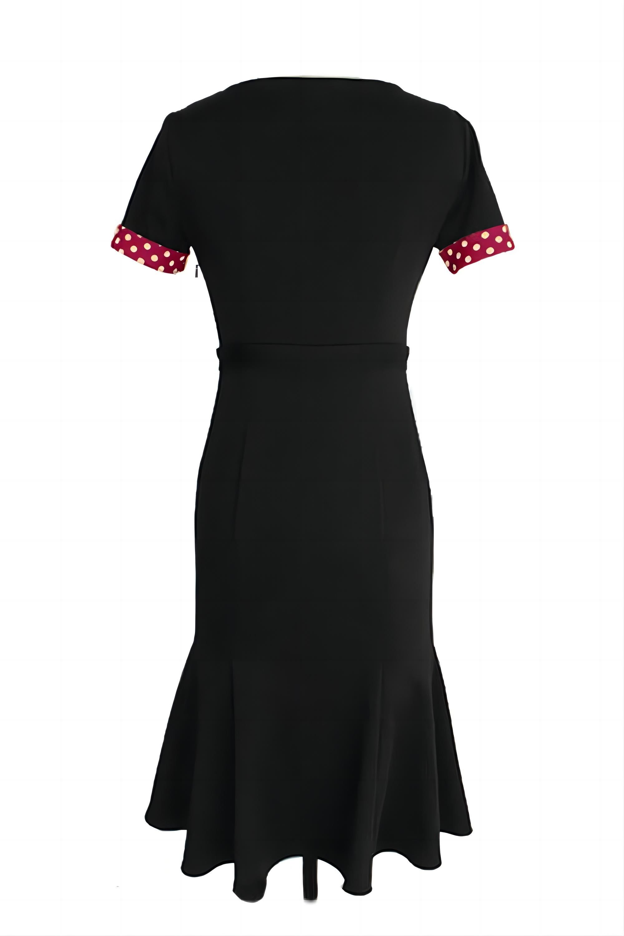 Polka Dots Bodycon Black Vintage Dress with Short Sleeves sold by Zapaka product image thumbnail 2