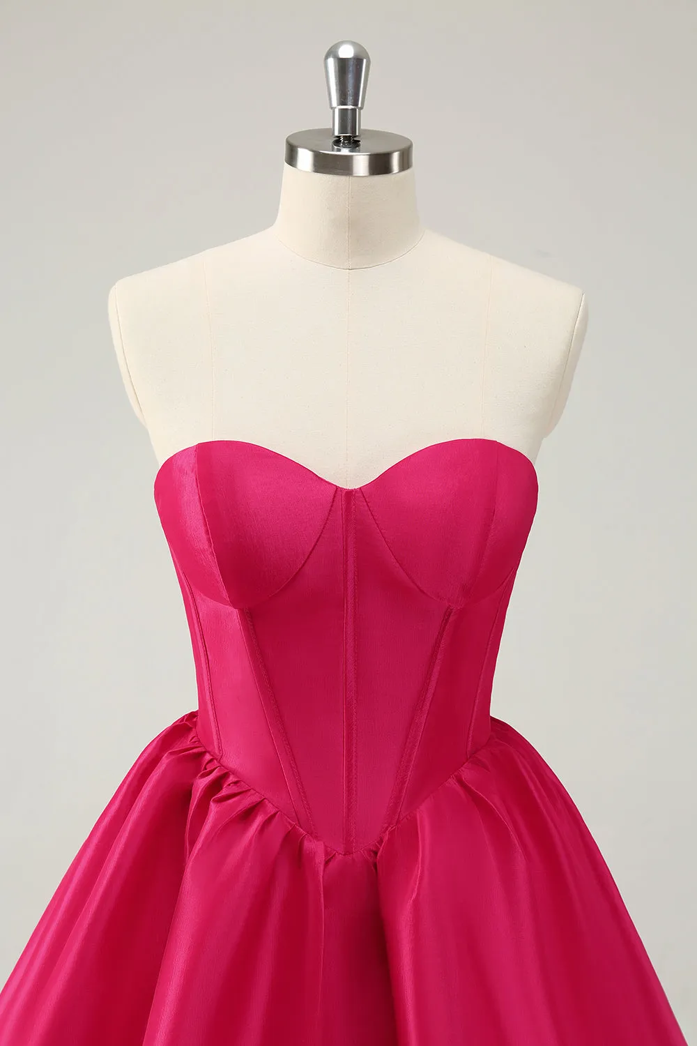 Fuchsia A Line Sweetheart Corset Satin Cute Homecoming Dress sold by Zapaka product image thumbnail 4