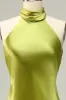 Halter Open Back Lemon Green Long Bridesmaid Dress sold by Zapaka