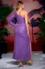 Sequins One Shoulder Purple Prom Dress with Fringes sold by Zapaka