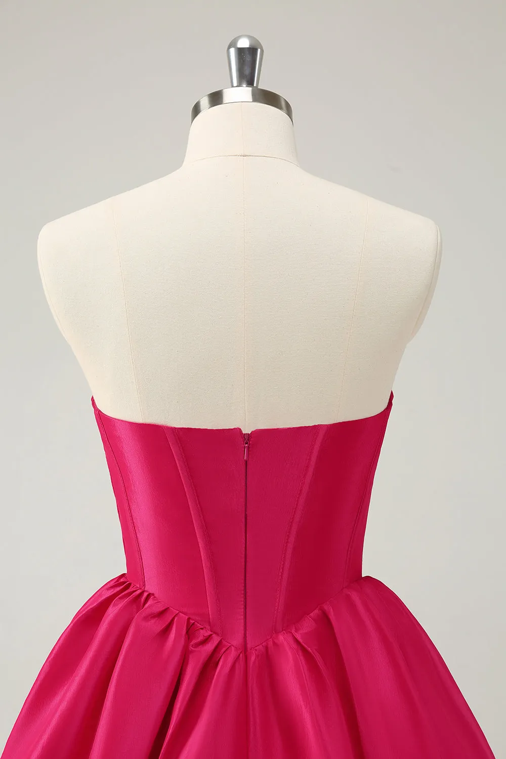 Fuchsia A Line Sweetheart Corset Satin Cute Homecoming Dress sold by Zapaka product image thumbnail 5