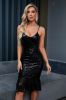 Sheath Spaghetti Straps Black Sequins Party Dress sold by Zapaka