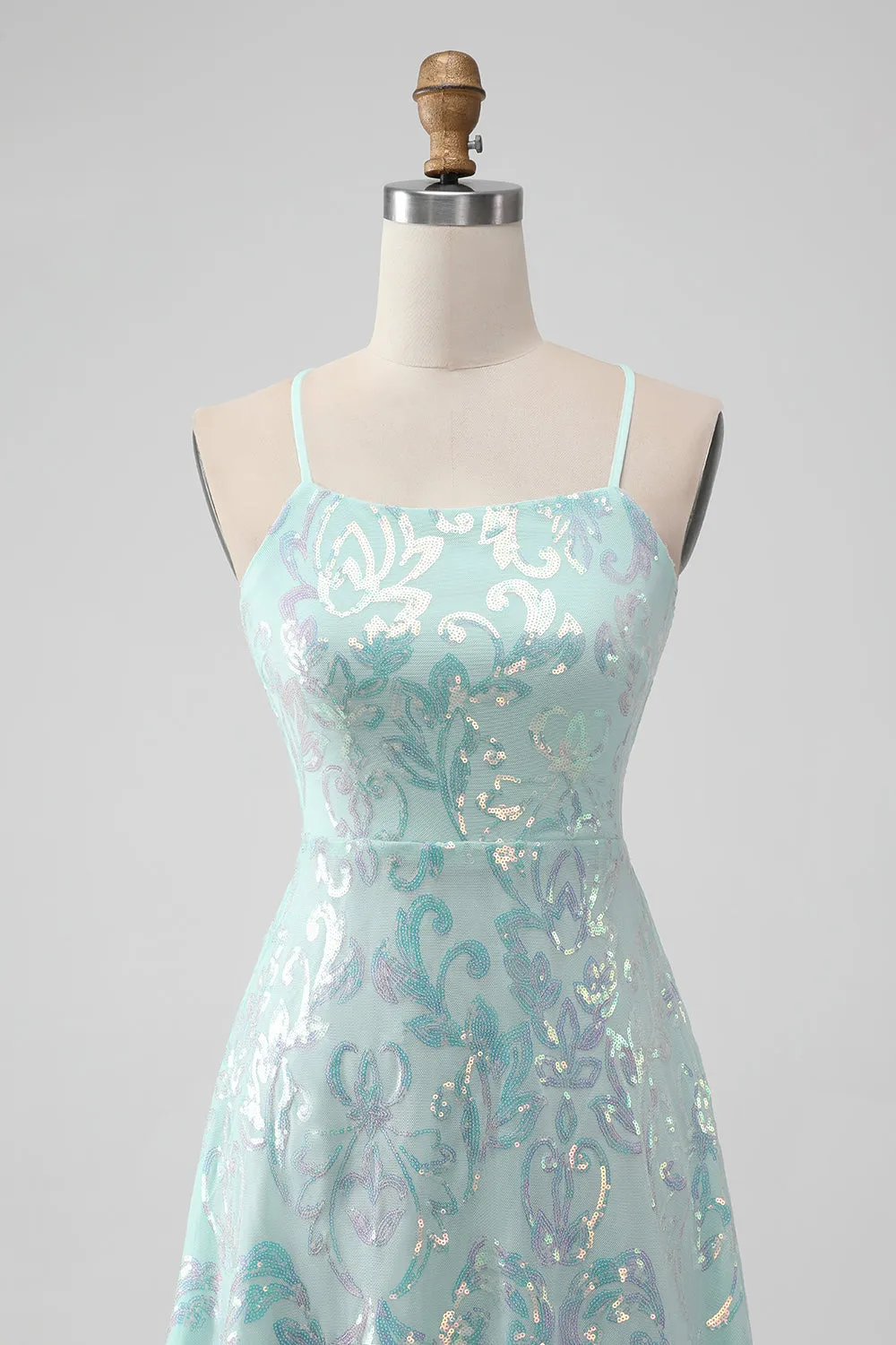 Mint A Line Sequins Short Homecoming Dress with Lace-up Back sold by Zapaka product image thumbnail 4