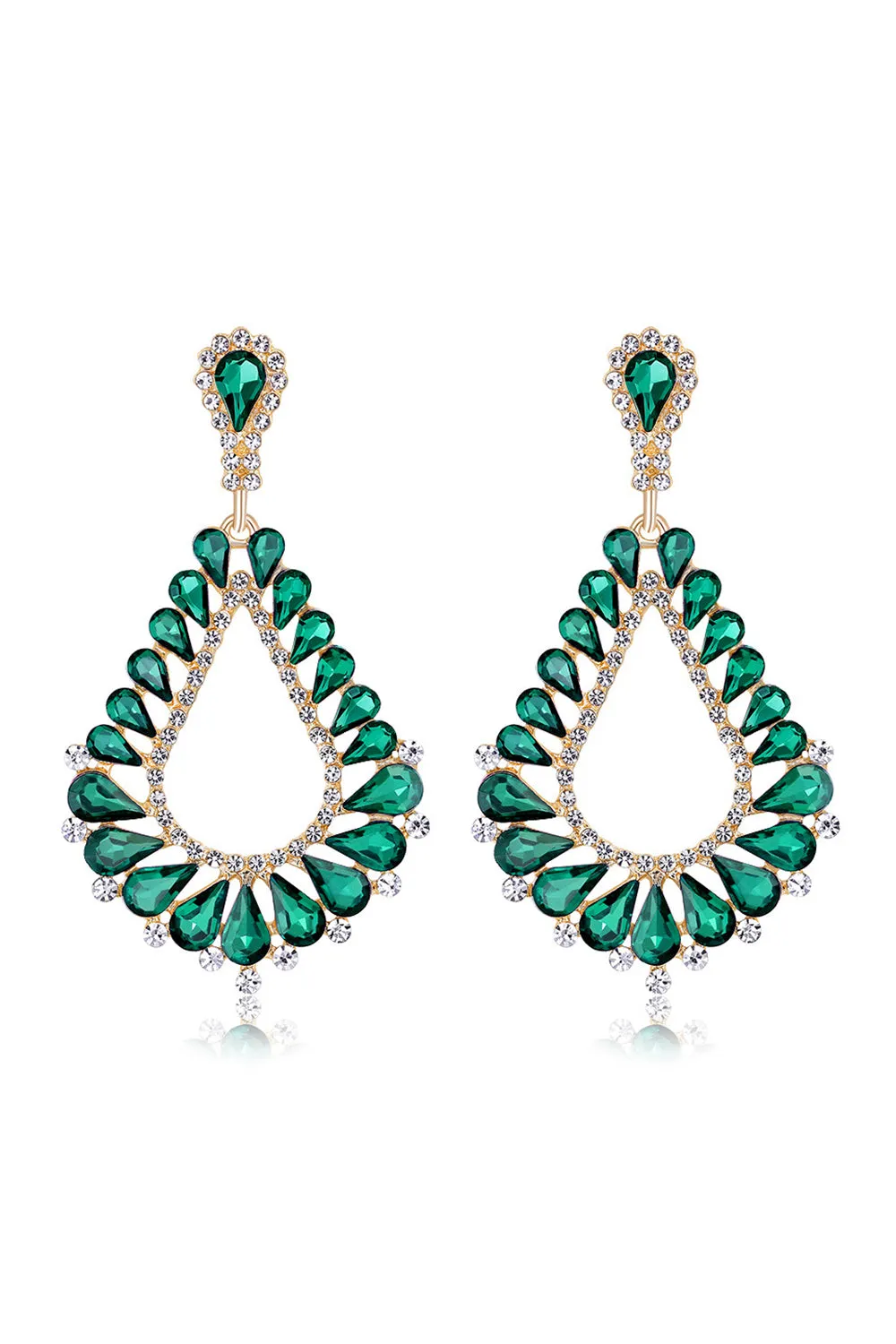 Dark Green Crystal Marquise Bridal Earrings sold by Zapaka