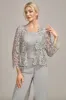 Silver Chiffon Pant and Lace Top Mother of The Bride Wide Pant Suits sold by Zapaka