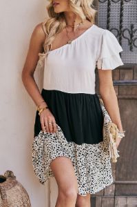 White A Line One Shoulder Short Summer Dress sold by Zapaka