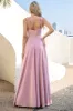 Blush Spaghetti Straps Long Bridesmaid Dress with Slit sold by Zapaka