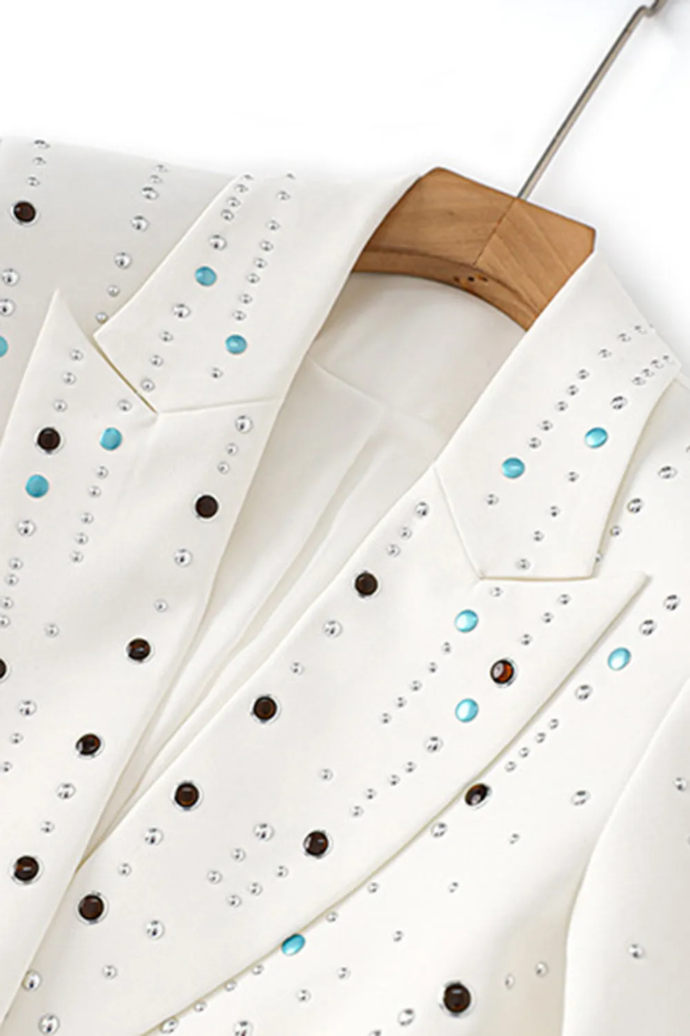 Sparkly White Peak Lapel Blazer with Beadings sold by Zapaka product image thumbnail 3