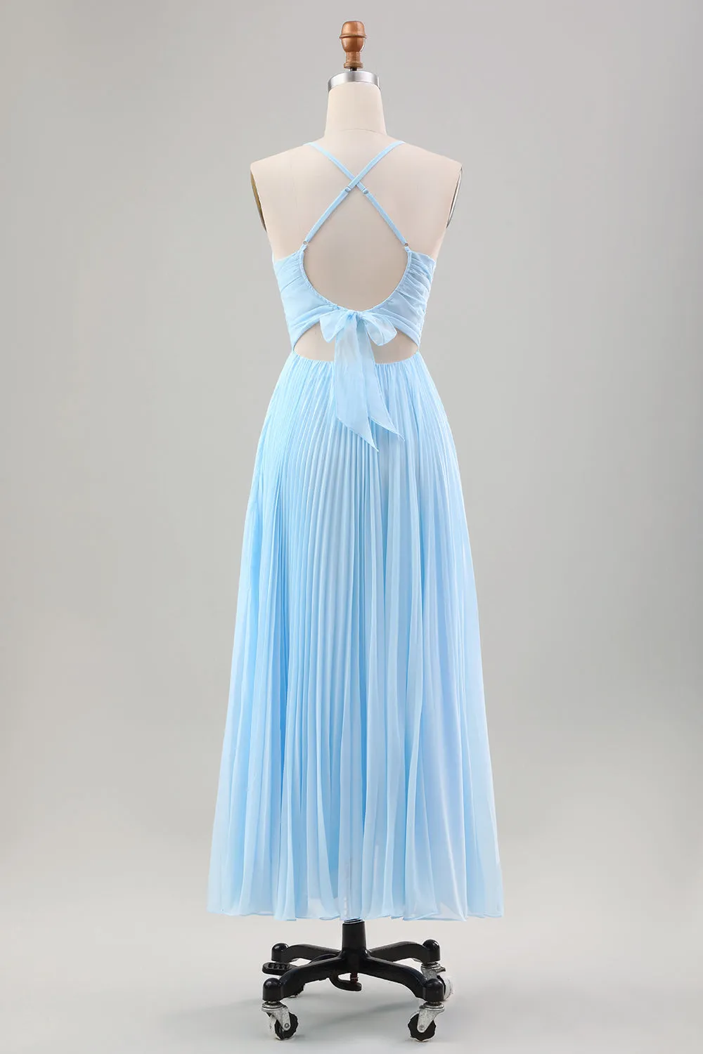 Sky Blue A Line Pleated Chiffon Wedding Guest Dress sold by Zapaka product image thumbnail 2