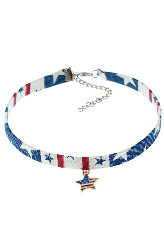 American Flag Star Adjustable Choker sold by Zapaka