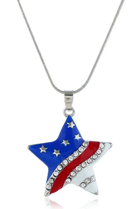 American Flag Rhinestones Star Shape Necklace sold by Zapaka
