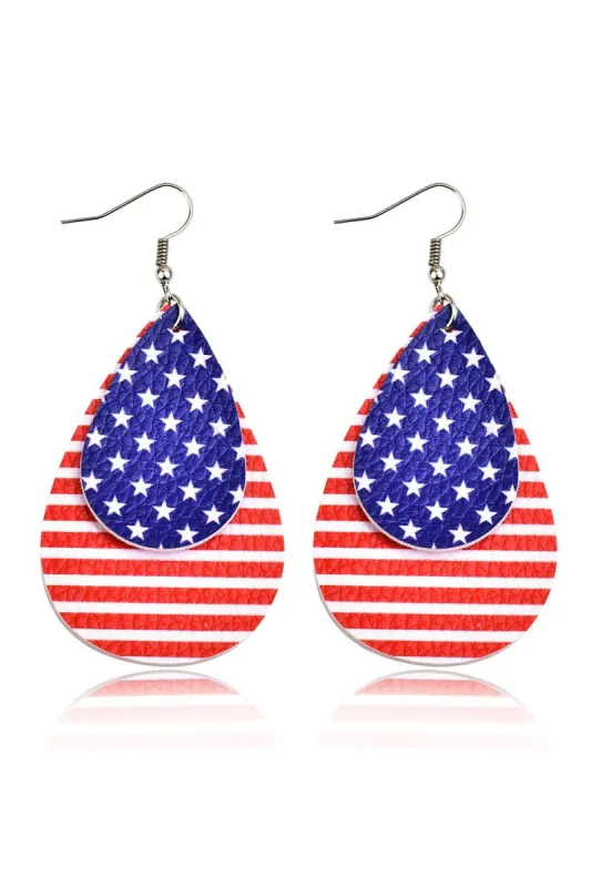 Red American Flag Drop Shape Earrings sold by Zapaka
