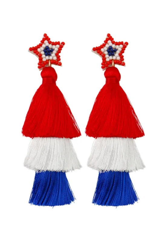 Red Stars Tassel Earrings sold by Zapaka