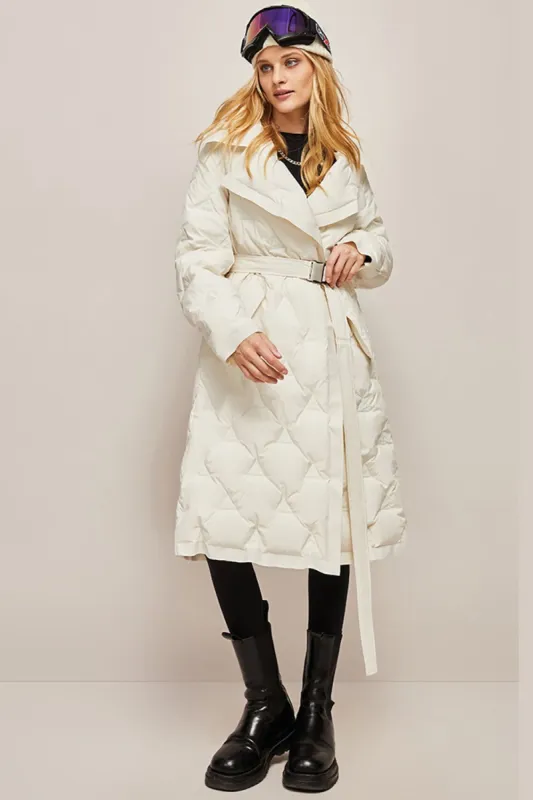 Slim Fit Long Lapel White Duck Down Jacket sold by Zapaka