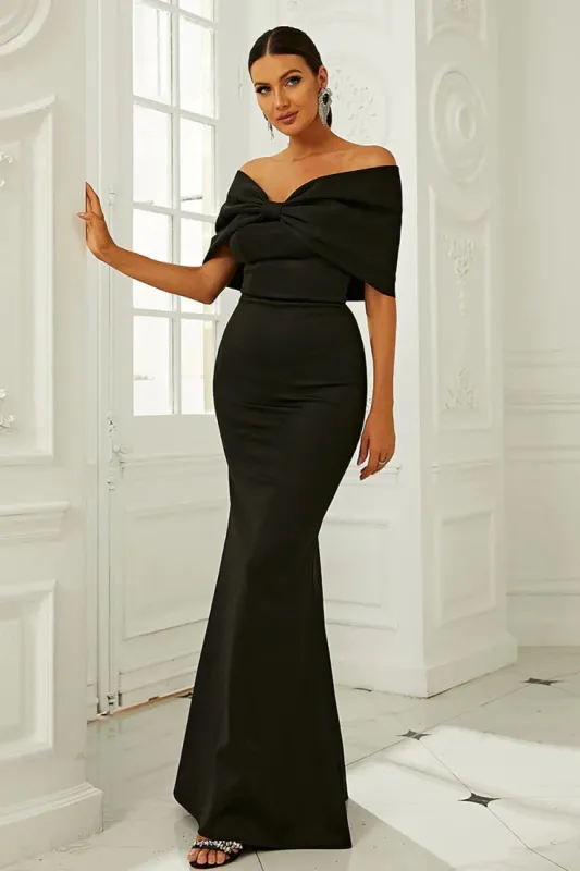 Mermaid Off The Shoulder Black Formal Dress sold by Zapaka