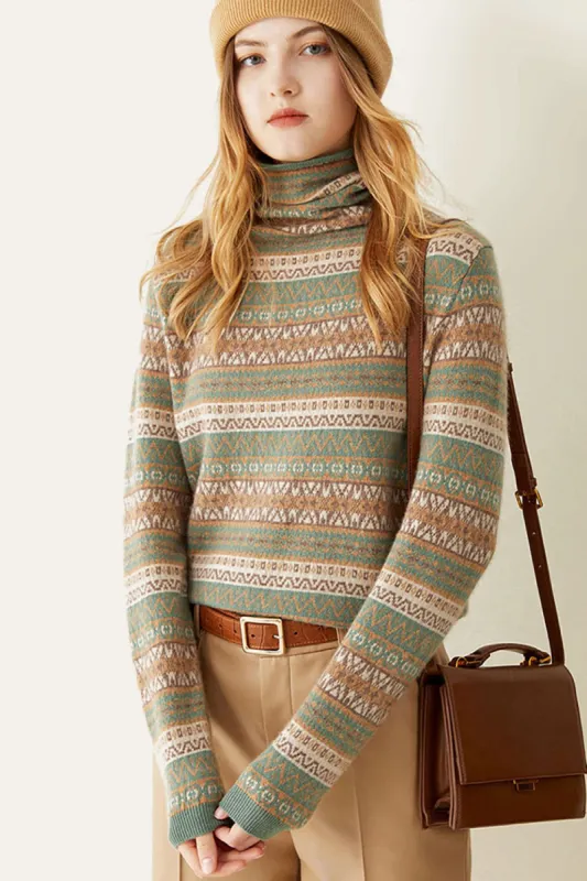 Green Wool-Blend Turtleneck Sweater sold by Zapaka