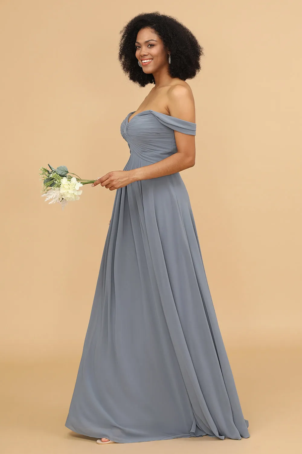 Off the Shoulder Chiffon Bridesmaid Dress sold by Zapaka product image thumbnail 4