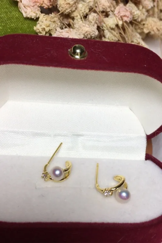 Vintage Natural Pearl Stud Earrings sold by Zapaka