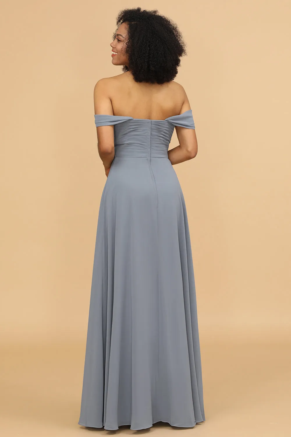 Off the Shoulder Chiffon Bridesmaid Dress sold by Zapaka product image thumbnail 2