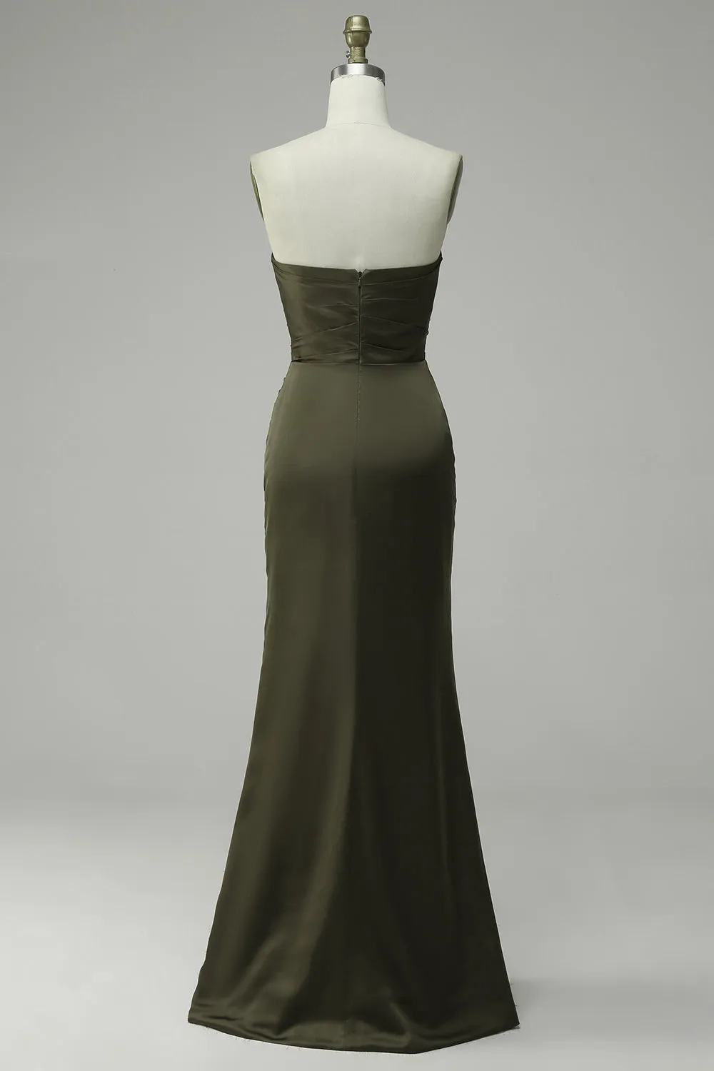 Green Strapless Satin Mermaid Prom Dress with Slit sold by Zapaka product image thumbnail 2