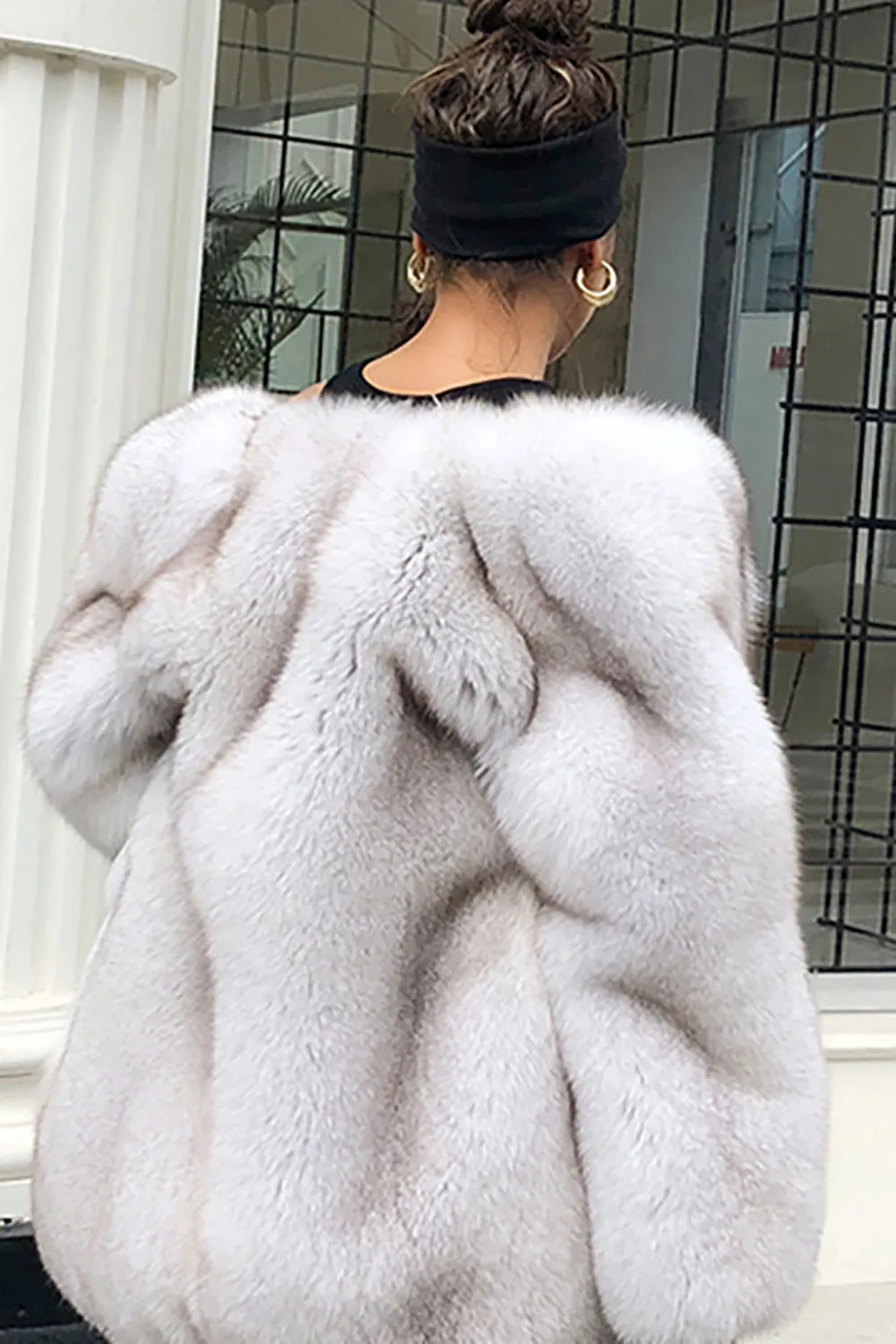White Oversized Open Front Faux Fur Women Coat sold by Zapaka product image thumbnail 2