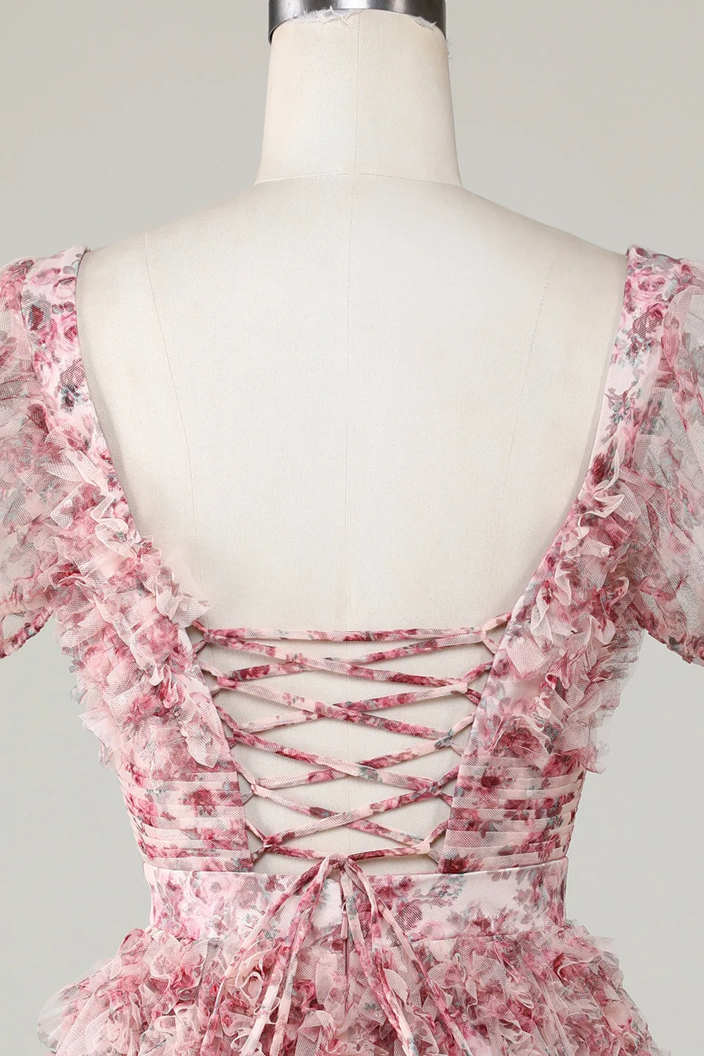 Cute A Line Floral Ivory Red Flower Homecoming Dress with Ruffles sold by Zapaka product image thumbnail 5