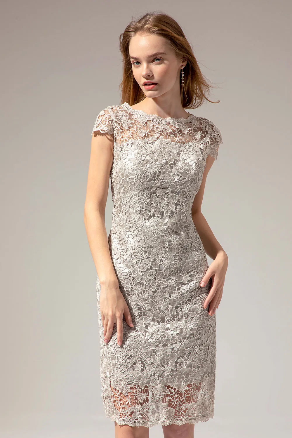Grey Lace Mother Of the Bride Dress sold by Zapaka
