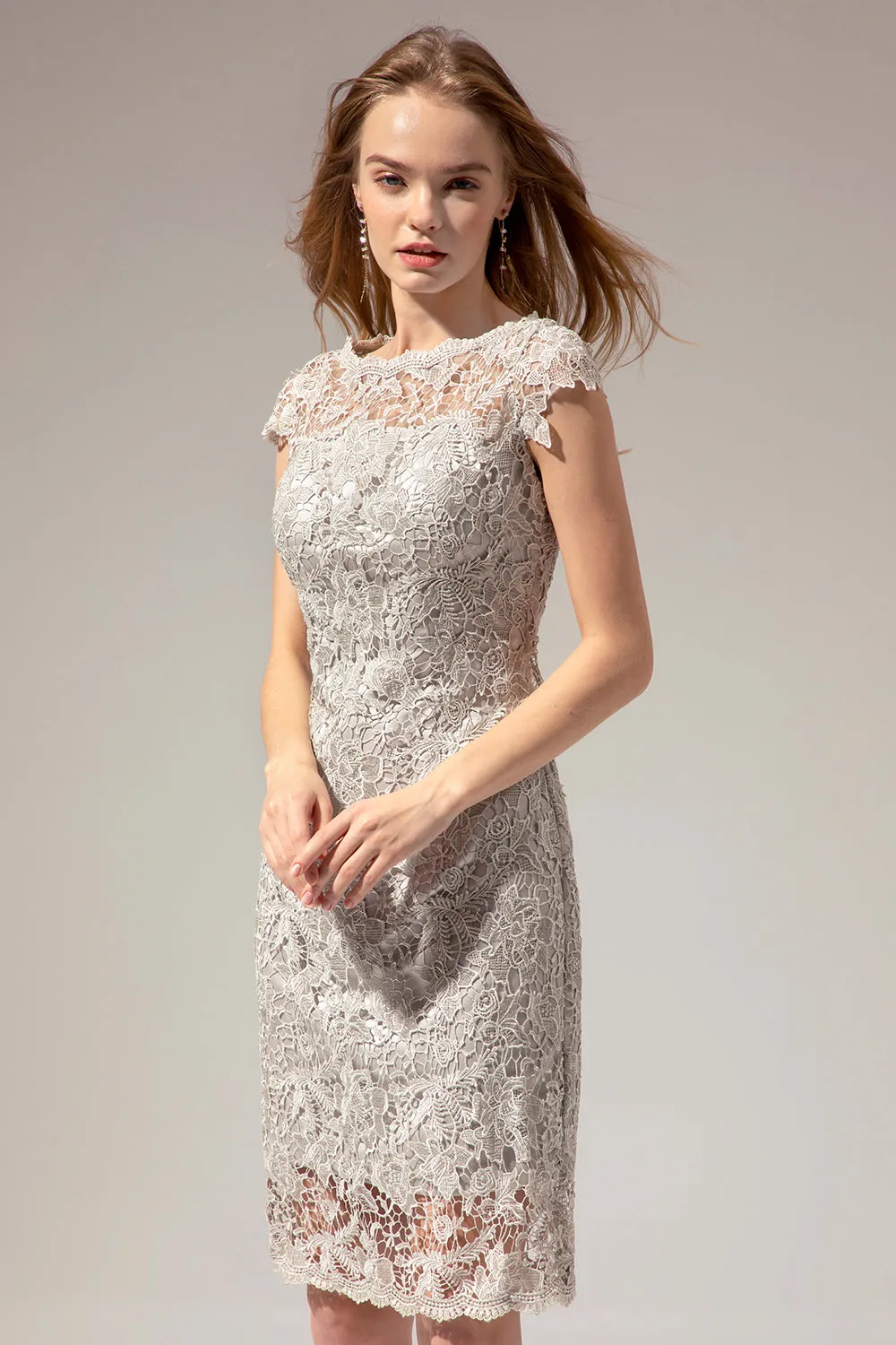 Grey Lace Mother Of the Bride Dress sold by Zapaka product image thumbnail 3