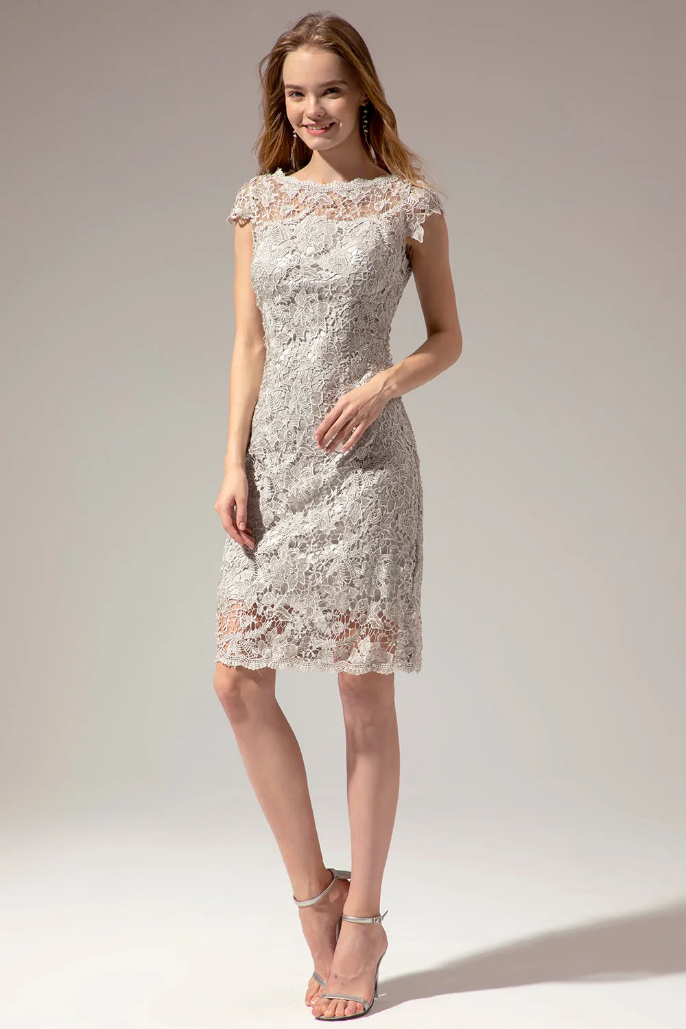 Grey Lace Mother Of the Bride Dress sold by Zapaka product image thumbnail 4