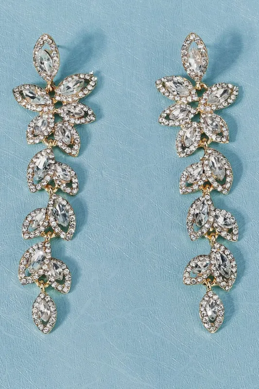 Vintage Simple Rhinestone Gold Leaf Earrings sold by Zapaka