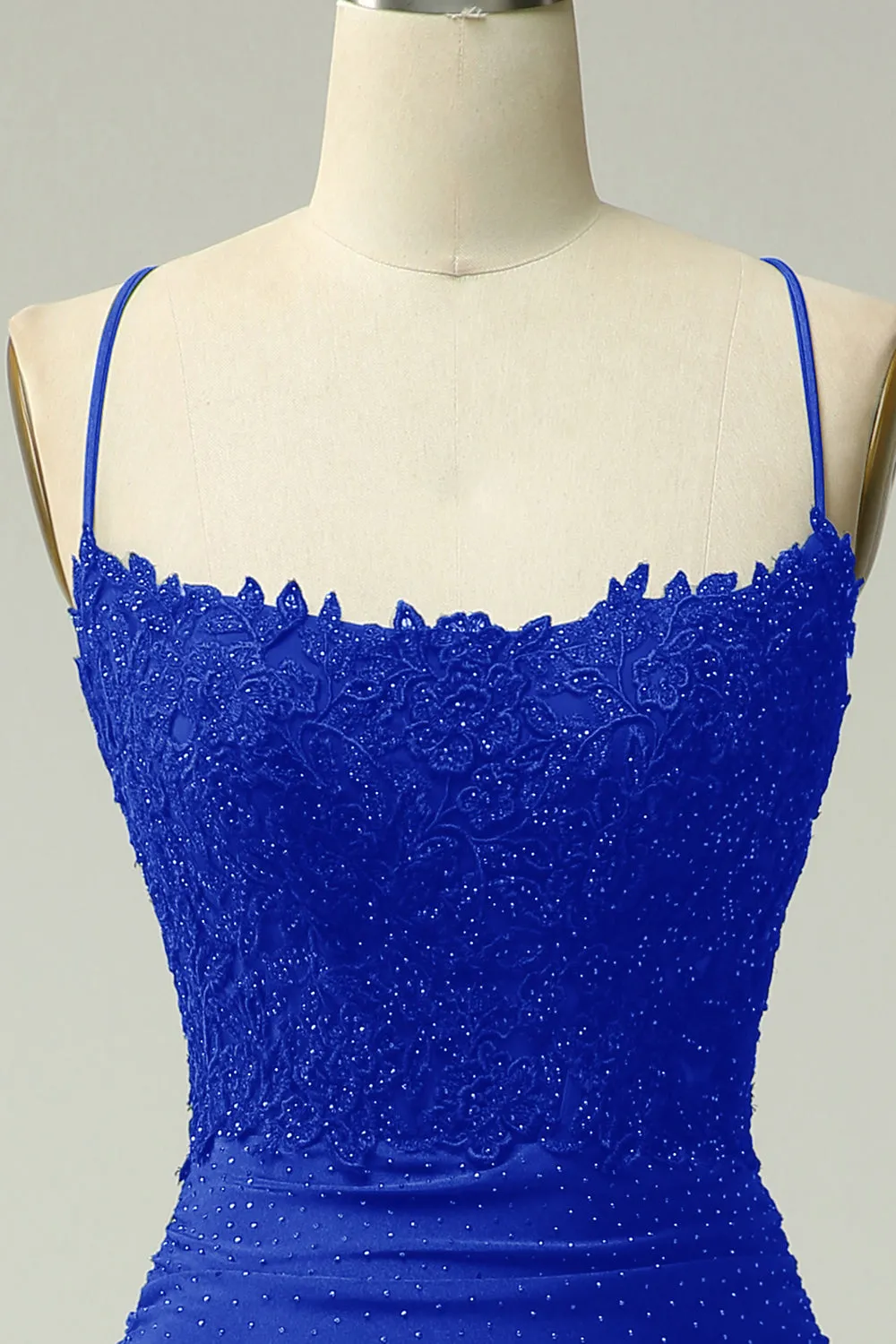 Trendy Mermaid Halter Neck Royal Blue Long Prom Dress with Appliques Beading sold by Zapaka product image thumbnail 4