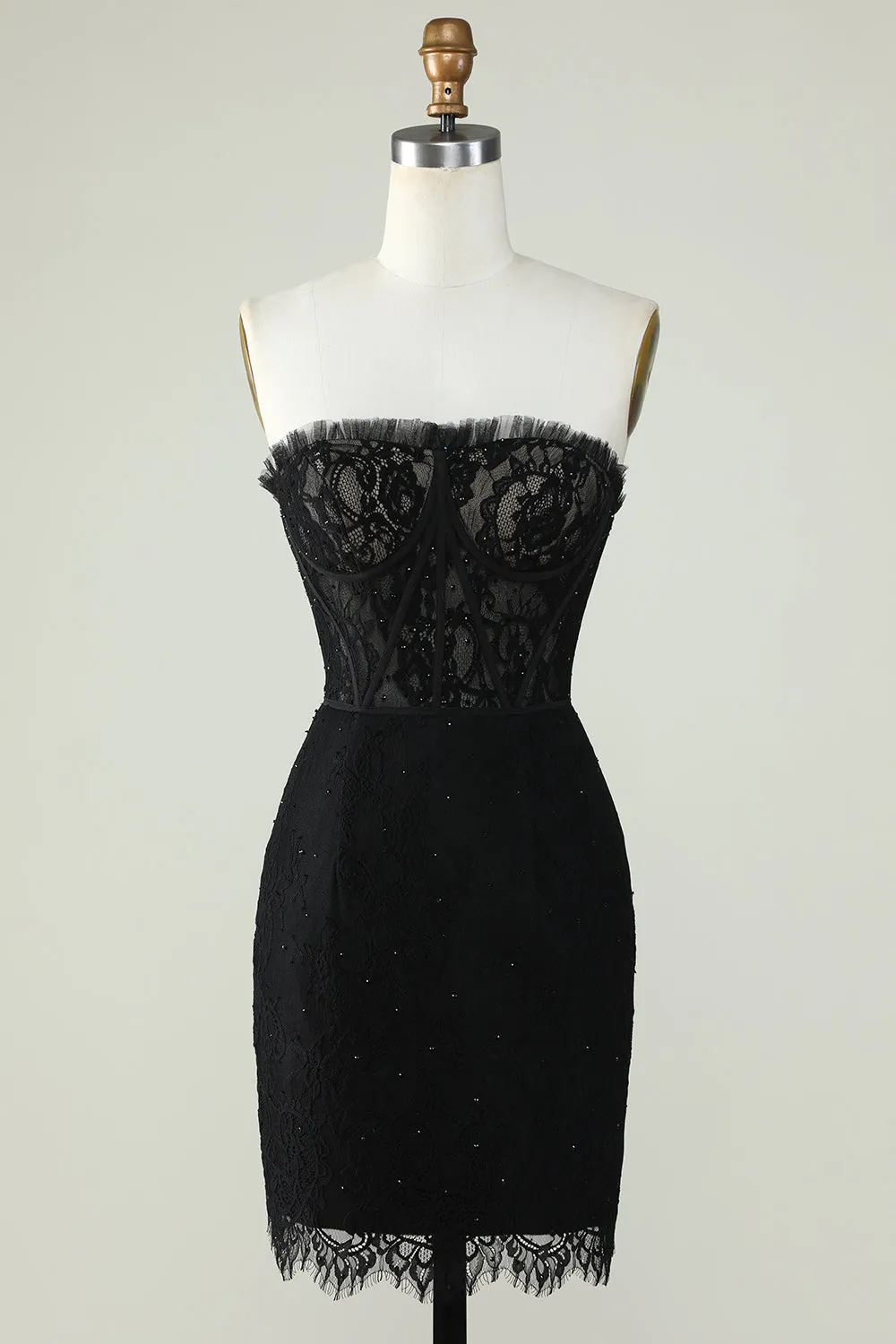 Strapless Black Homecoming Dress with Beading sold by Zapaka