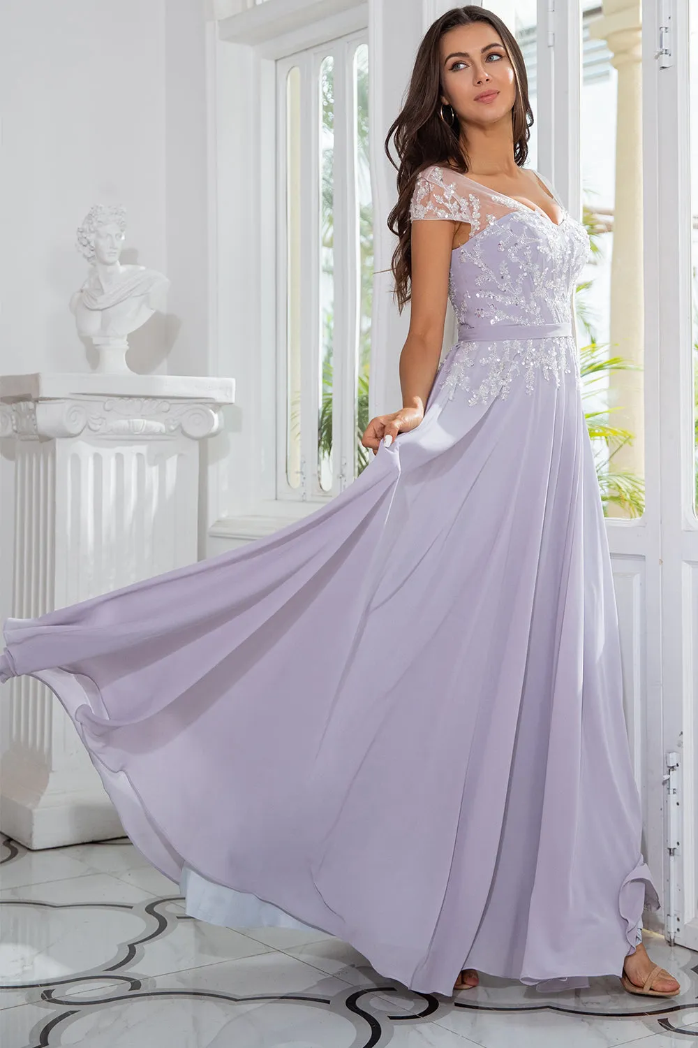 Grey Chiffon Mother of the Bride Dress with Beading sold by Zapaka product image thumbnail 5