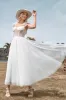 Ivory Tulle Corset Tea-Length A Line Wedding Dress sold by Zapaka