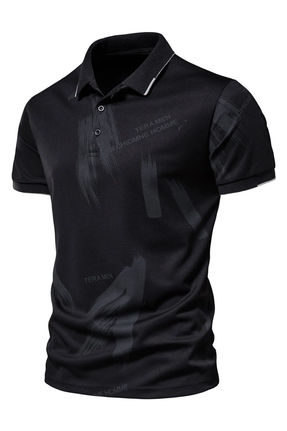 Black Men's Slim Fit Short Sleeves Cotton Polo Shirt sold by Zapaka product image thumbnail 3