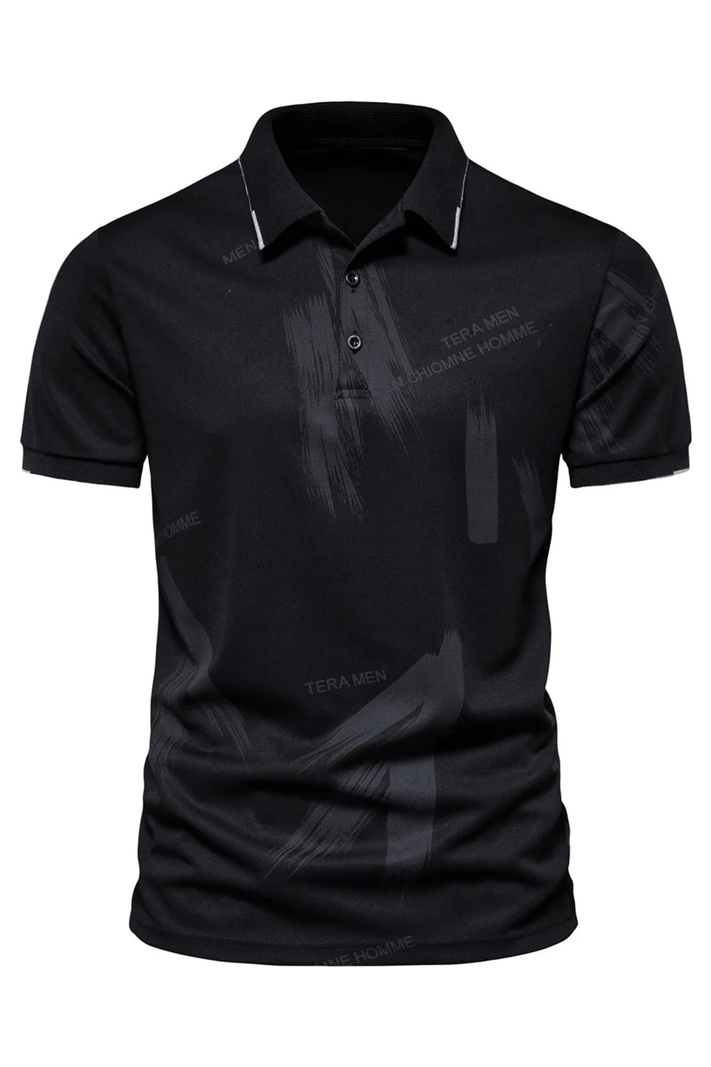 Black Men's Slim Fit Short Sleeves Cotton Polo Shirt sold by Zapaka