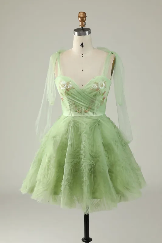 Sweetheart Green A Line Cocktail Dress with Beading sold by Zapaka