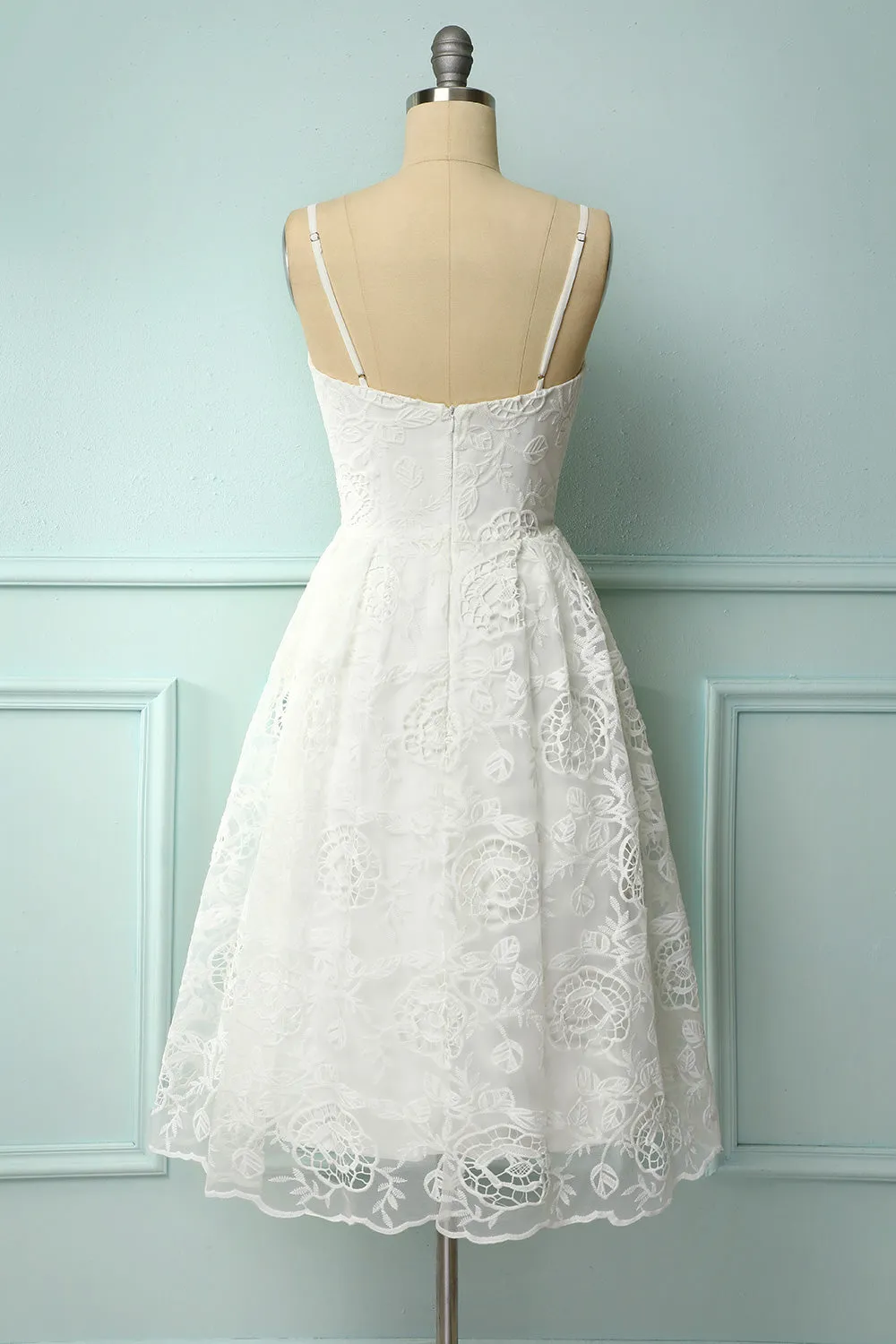 White Midi Lace Dress sold by Zapaka product image thumbnail 5