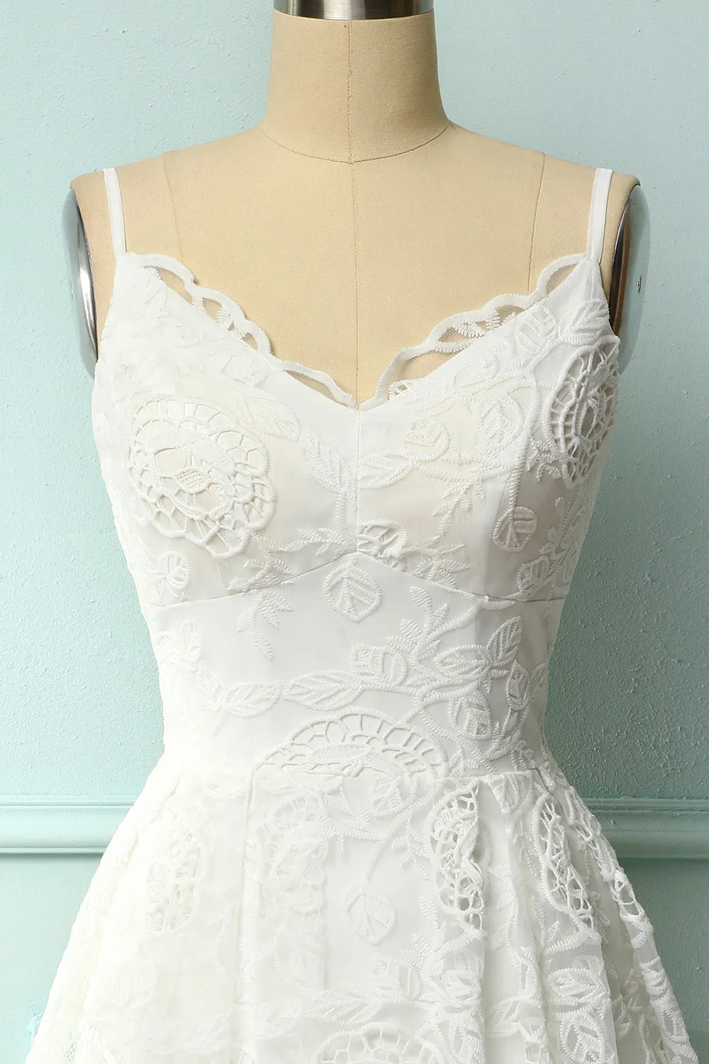 White Midi Lace Dress sold by Zapaka product image thumbnail 2
