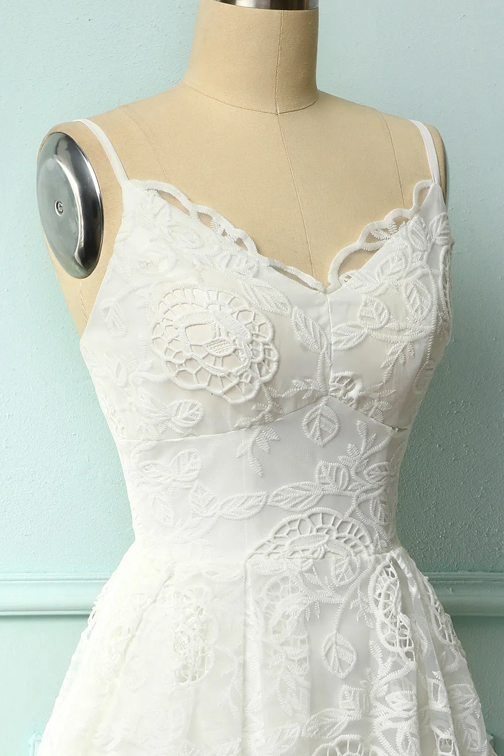 White Midi Lace Dress sold by Zapaka product image thumbnail 4