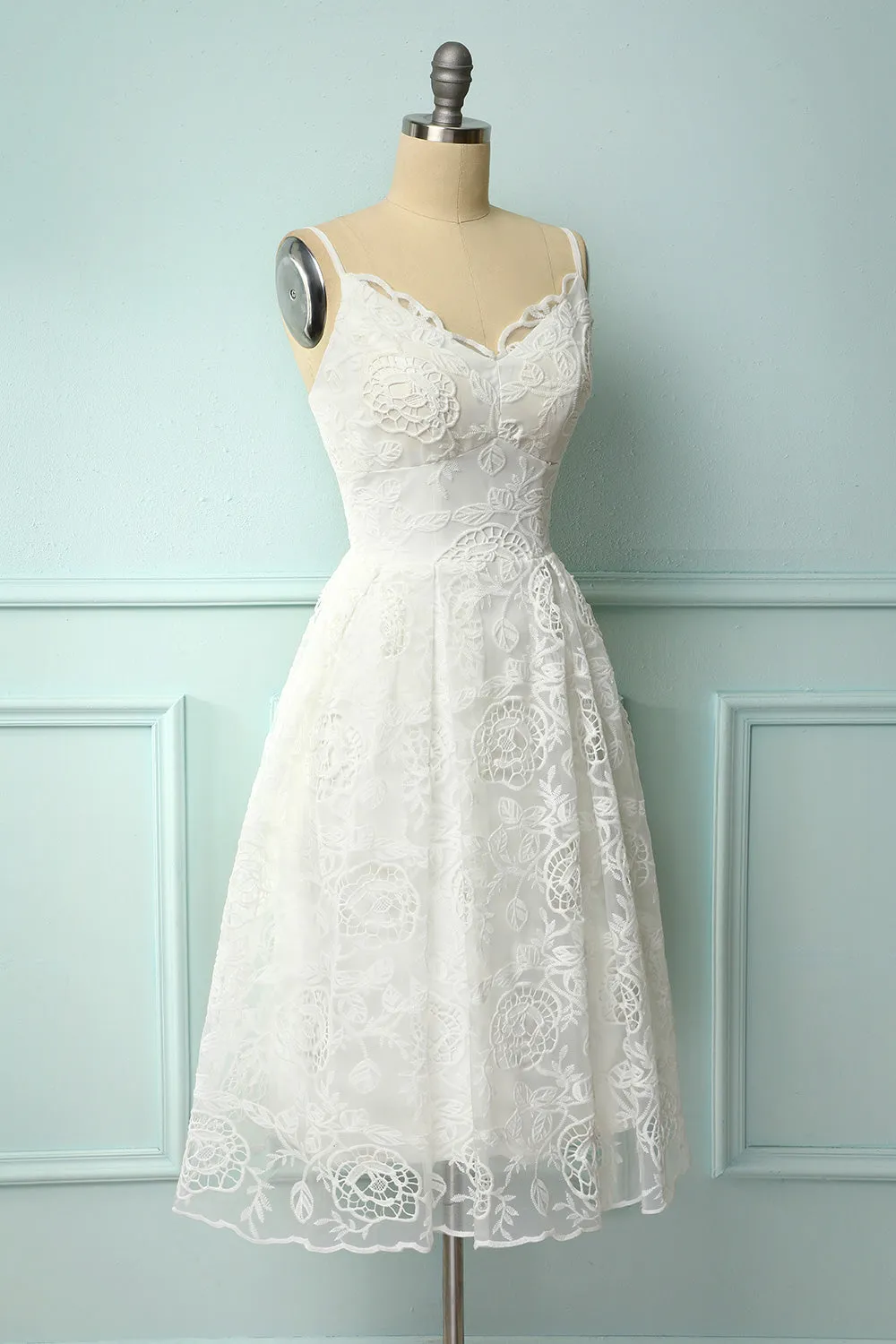 White Midi Lace Dress sold by Zapaka product image thumbnail 3