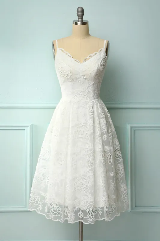 White Midi Lace Dress sold by Zapaka