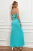 Blue Spaghetti Straps Cut Out Wedding Guest Dress With Bow sold by Zapaka