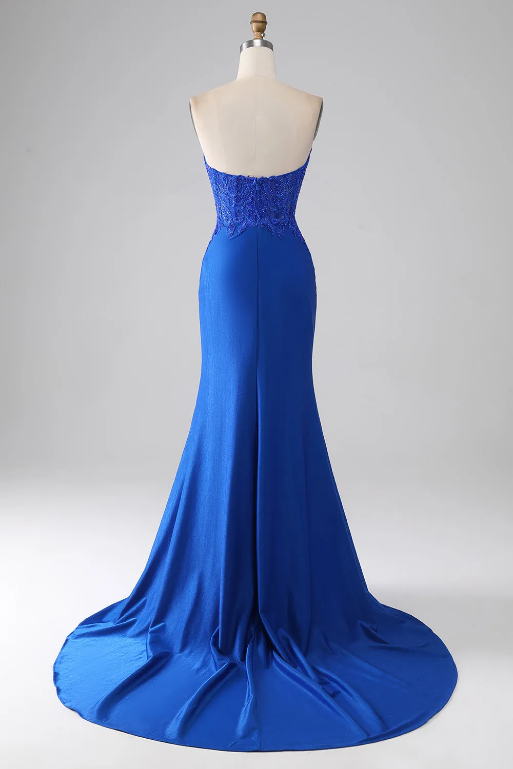 Royal Blue Mermaid Strapless Long Beaded Prom Dress With Appliques sold by Zapaka product image thumbnail 2
